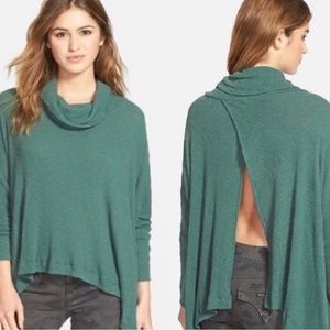 Free People Beach World Traveler Pullover Split Back Cowl Neck Knit Sweater